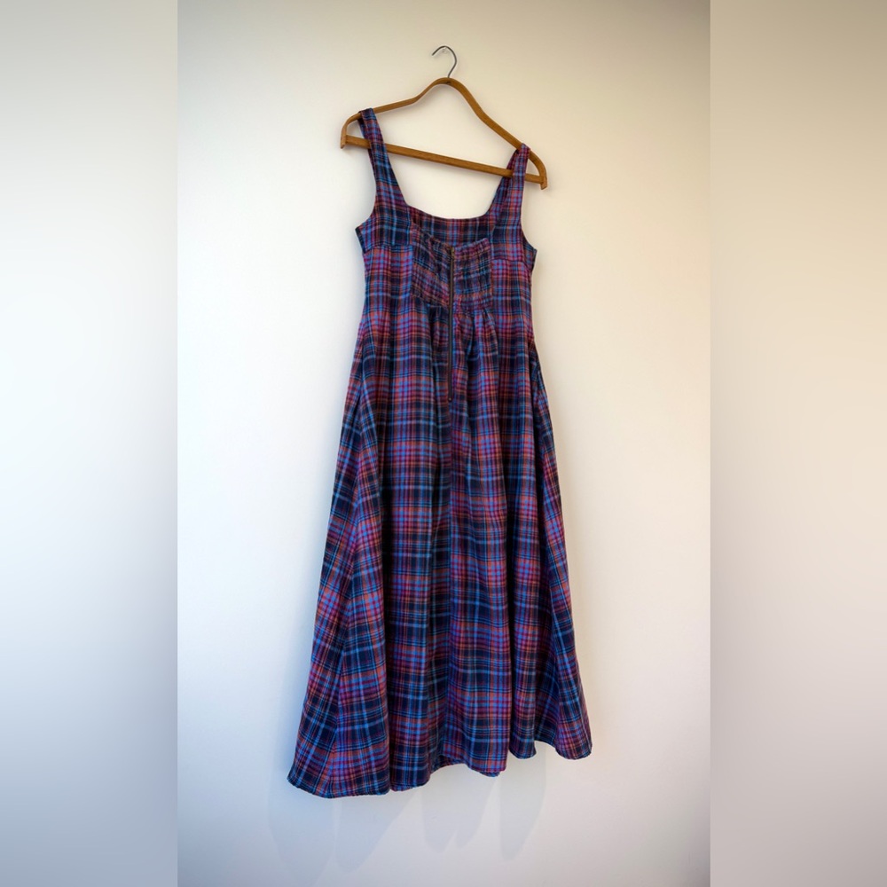 NWOT Laura Daisy Irish Cotton Flannel Tank Circle Pocketed Midi Grunge Dress - Picture 5 of 13